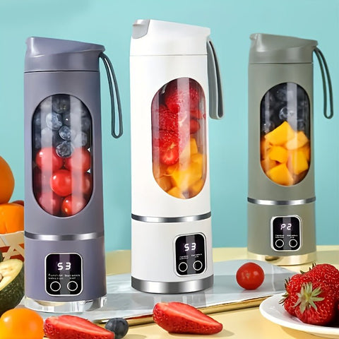 Licuadora y exprimidor portátil recargable por USB: fácil de limpiar, ideal para bebidas de frutas y verduras y batidos. Capacidad de 280 ml a 470 ml.