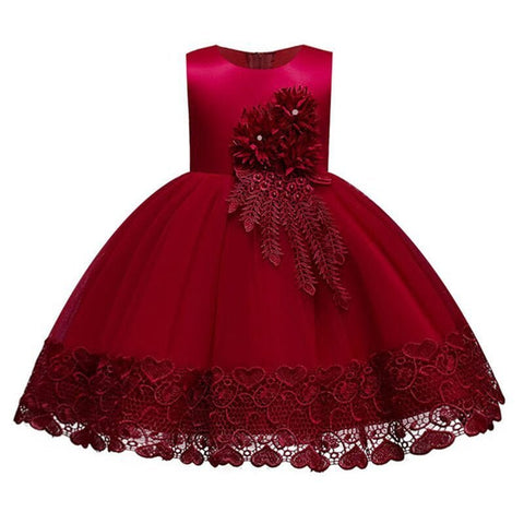 Robe d'anniversaire de mariage blanche robe de princesse Tutu en dentelle broderie florale enfants filles vêtements fête filles vêtements