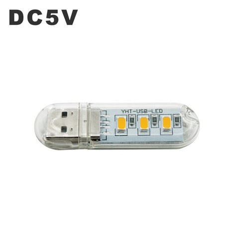Luz LED nocturna USB portátil, lámpara de disco U, 3LED, 1,5 W, lámparas de lectura, Mini luces de libro coloridas, DC5V, Bombilla alimentada por Banco de energía para acampar