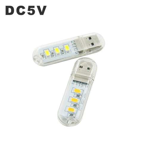 Luz LED nocturna USB portátil, lámpara de disco U, 3LED, 1,5 W, lámparas de lectura, Mini luces de libro coloridas, DC5V, Bombilla alimentada por Banco de energía para acampar