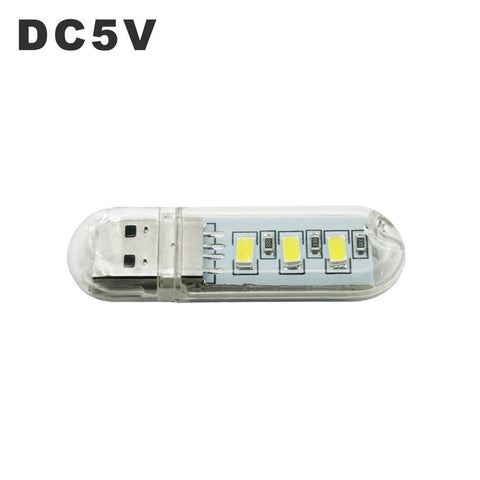 Luz LED nocturna USB portátil, lámpara de disco U, 3LED, 1,5 W, lámparas de lectura, Mini luces de libro coloridas, DC5V, Bombilla alimentada por Banco de energía para acampar