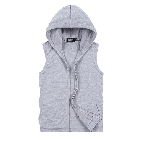 Chaqueta sin mangas con capucha de verano 2025 para hombre, talla asiática M-5XL, negra, azul, blanca y gris, con cremallera, informal, ajustada.