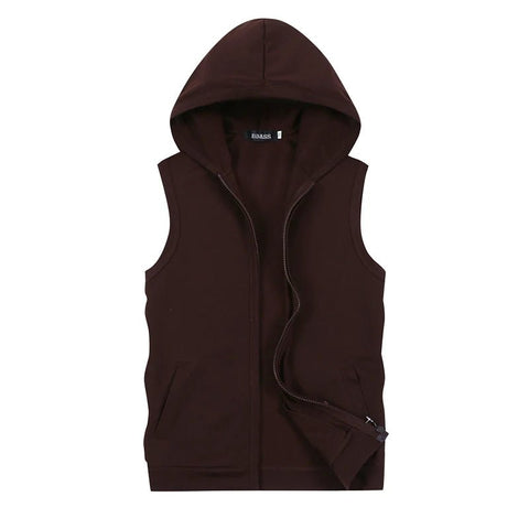 Chaqueta sin mangas con capucha de verano 2025 para hombre, talla asiática M-5XL, negra, azul, blanca y gris, con cremallera, informal, ajustada.