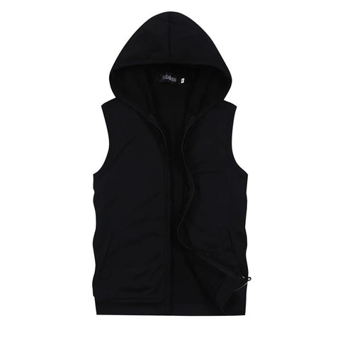 Chaqueta sin mangas con capucha de verano 2025 para hombre, talla asiática M-5XL, negra, azul, blanca y gris, con cremallera, informal, ajustada.