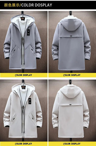 Abrigo con capucha de alta calidad, informal, holgado, talla grande, para primavera y otoño, tendencia clásica de moda para hombre 2024