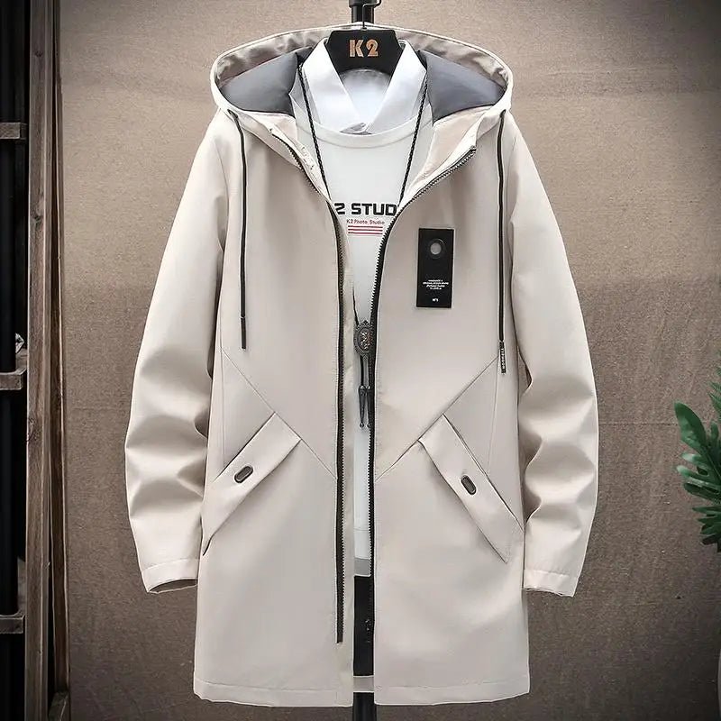 Abrigo con capucha de alta calidad, informal, holgado, talla grande, para primavera y otoño, tendencia clásica de moda para hombre 2024