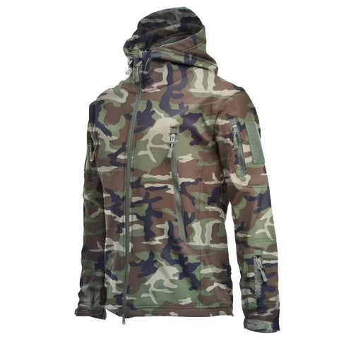 Chaquetas militares de piel de tiburón, de caparazón blando, para hombre, tácticas, a prueba de viento, impermeables, de combate, con capucha.