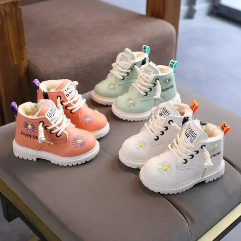 Nuevos zapatos para niños, botas para niñas, niños, estudiantes, cuero PU, encaje Casual, botines, botas para niños