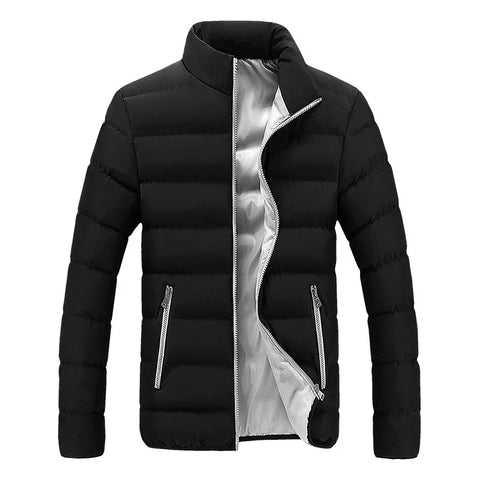 Chaqueta cálida negra nueva de 2024 para hombre, chaqueta acolchada de algodón, informal, deportiva, de otoño e invierno, con cuello alto, cálida y gruesa, abrigo Parker Jac