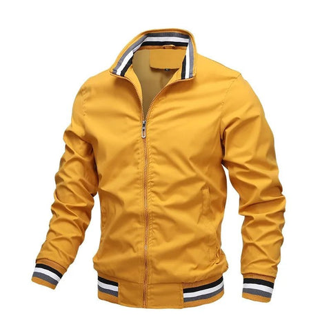 Chaqueta informal con cuello alto y cremallera para hombre, abrigo deportivo para exteriores, cortavientos, impermeable, para otoño e invierno