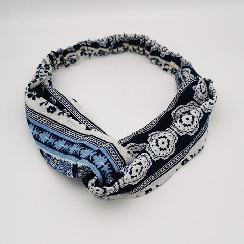 Bandeau élastique à nœud croisé pour femmes, bandeau doux de couleur unie pour filles, accessoires de cheveux tressés, enveloppe de tête nouée