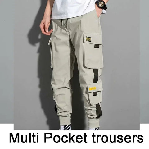 Pantalones cargo harén con múltiples bolsillos para hombre, estilo hip hop, informales, para correr, estilo Harajuku