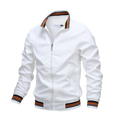 Chaqueta informal con cuello alto y cremallera para hombre, abrigo deportivo para exteriores, cortavientos, impermeable, para otoño e invierno