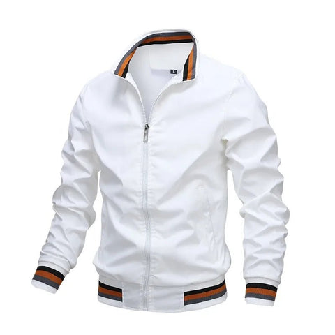 Chaqueta informal con cuello alto y cremallera para hombre, abrigo deportivo para exteriores, cortavientos, impermeable, para otoño e invierno