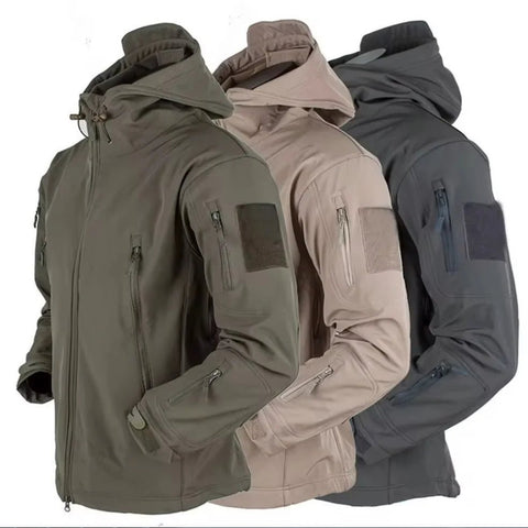 Chaquetas militares de piel de tiburón, de caparazón blando, para hombre, tácticas, a prueba de viento, impermeables, de combate, con capucha.