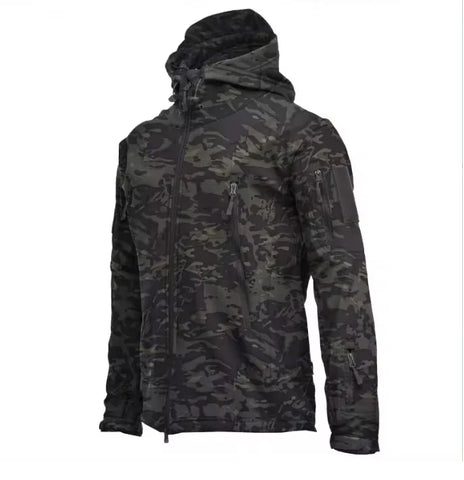 Chaquetas militares de piel de tiburón, de caparazón blando, para hombre, tácticas, a prueba de viento, impermeables, de combate, con capucha.