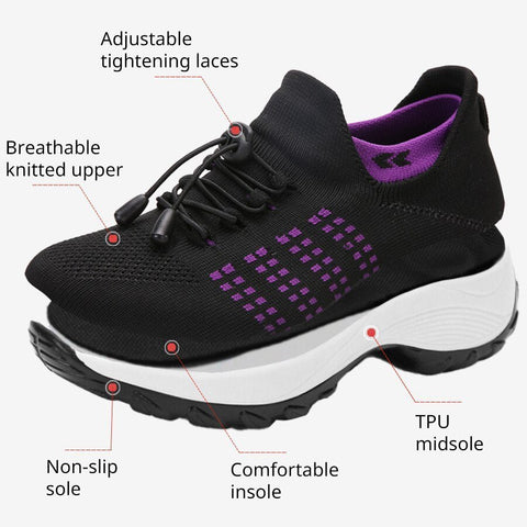 Mode femmes baskets Fitness chaussures de sport plate-forme épaisse hauteur augmentant mocassins respirants élastiques femmes formateurs
 36 à 42