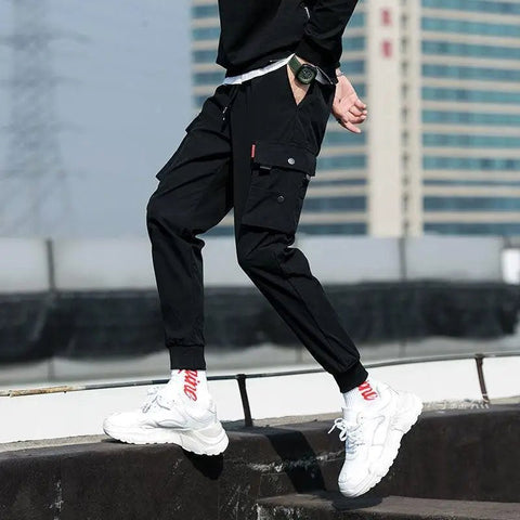 Pantalones cargo harén con múltiples bolsillos para hombre, estilo hip hop, informales, para correr, estilo Harajuku