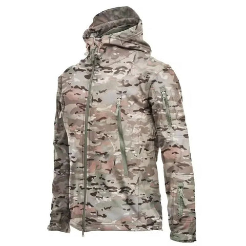 Chaquetas militares de piel de tiburón, de caparazón blando, para hombre, tácticas, a prueba de viento, impermeables, de combate, con capucha.
