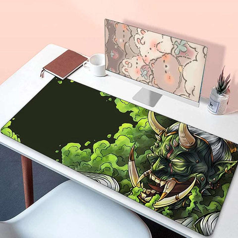 Alfombrilla de ratón de Anime Oni para Gamer, alfombrilla de escritorio japonesa, alfombrilla grande para ratón Xxl, accesorios para PC y videojuegos, alfombrilla para ratón negra 400X900, portátil