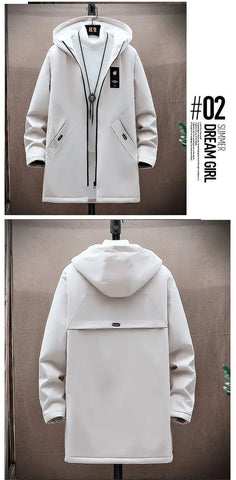Abrigo con capucha de alta calidad, informal, holgado, talla grande, para primavera y otoño, tendencia clásica de moda para hombre 2024