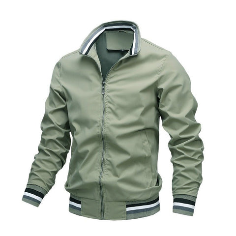 Chaqueta informal con cuello alto y cremallera para hombre, abrigo deportivo para exteriores, cortavientos, impermeable, para otoño e invierno