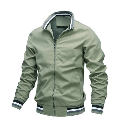 Chaqueta informal con cuello alto y cremallera para hombre, abrigo deportivo para exteriores, cortavientos, impermeable, para otoño e invierno