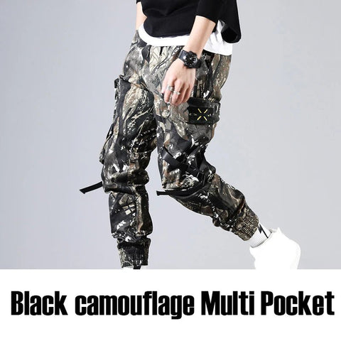 Pantalones cargo harén con múltiples bolsillos para hombre, estilo hip hop, informales, para correr, estilo Harajuku