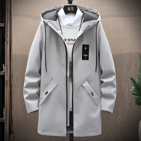 Abrigo con capucha de alta calidad, informal, holgado, talla grande, para primavera y otoño, tendencia clásica de moda para hombre 2024