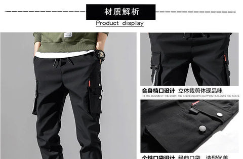 Pantalones cargo harén con múltiples bolsillos para hombre, estilo hip hop, informales, para correr, estilo Harajuku