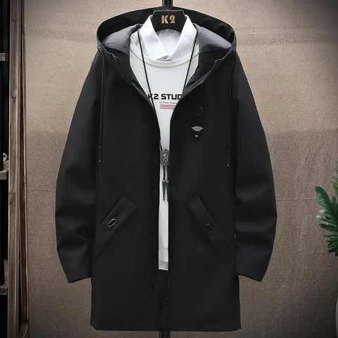 Abrigo con capucha de alta calidad, informal, holgado, talla grande, para primavera y otoño, tendencia clásica de moda para hombre 2024