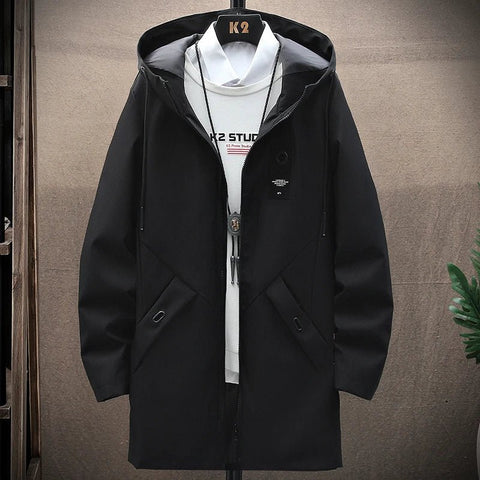 Abrigo con capucha de alta calidad, informal, holgado, talla grande, para primavera y otoño, tendencia clásica de moda para hombre 2024