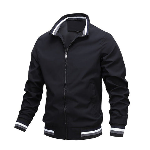 Chaqueta informal con cuello alto y cremallera para hombre, abrigo deportivo para exteriores, cortavientos, impermeable, para otoño e invierno