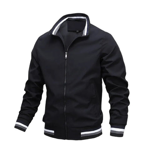 Chaqueta informal con cuello alto y cremallera para hombre, abrigo deportivo para exteriores, cortavientos, impermeable, para otoño e invierno