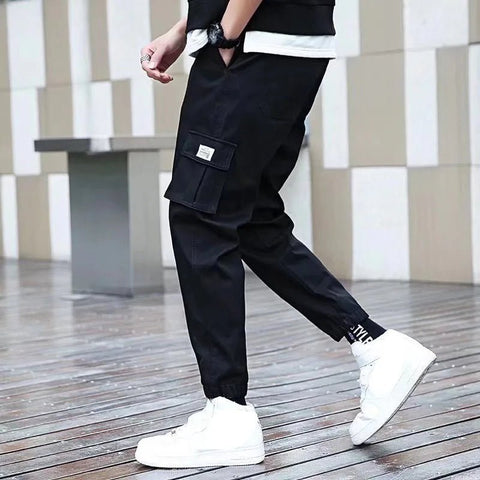 Pantalones cargo harén con múltiples bolsillos para hombre, estilo hip hop, informales, para correr, estilo Harajuku