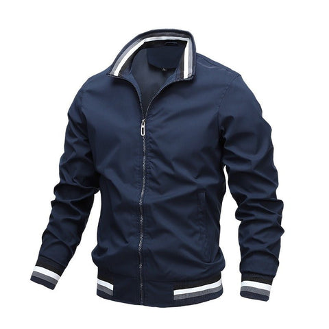 Chaqueta informal con cuello alto y cremallera para hombre, abrigo deportivo para exteriores, cortavientos, impermeable, para otoño e invierno