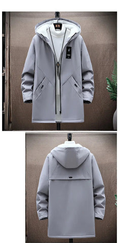 Abrigo con capucha de alta calidad, informal, holgado, talla grande, para primavera y otoño, tendencia clásica de moda para hombre 2024