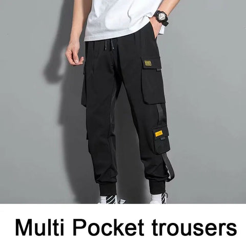 Pantalones cargo harén con múltiples bolsillos para hombre, estilo hip hop, informales, para correr, estilo Harajuku