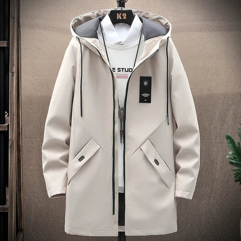 Abrigo con capucha de alta calidad, informal, holgado, talla grande, para primavera y otoño, tendencia clásica de moda para hombre 2024
