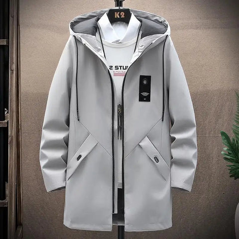 Abrigo con capucha de alta calidad, informal, holgado, talla grande, para primavera y otoño, tendencia clásica de moda para hombre 2024